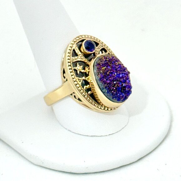 Nicky Butler Bronze Druzy and Amethyst Ring - Size 11 - Picture 6 of 11